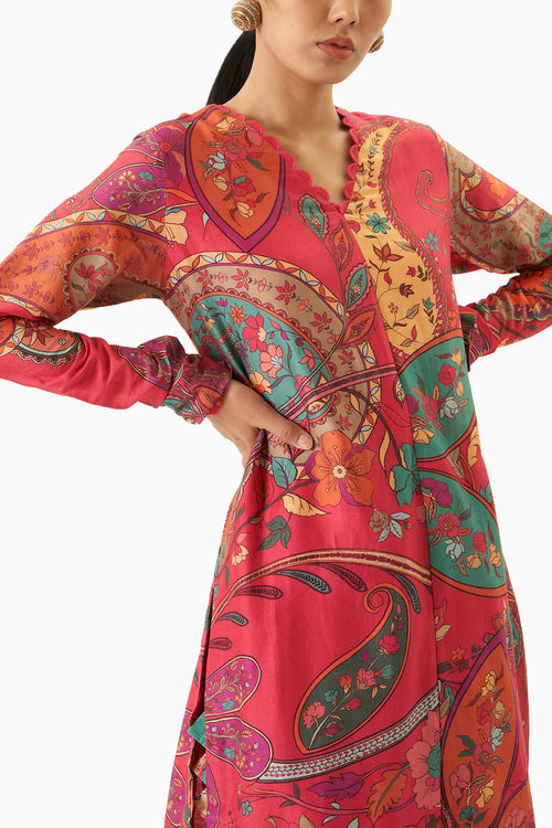 Multicoloured Long Kurta With Pants