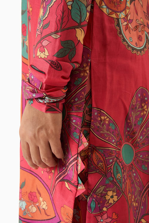 Multicoloured Long Kurta With Pants