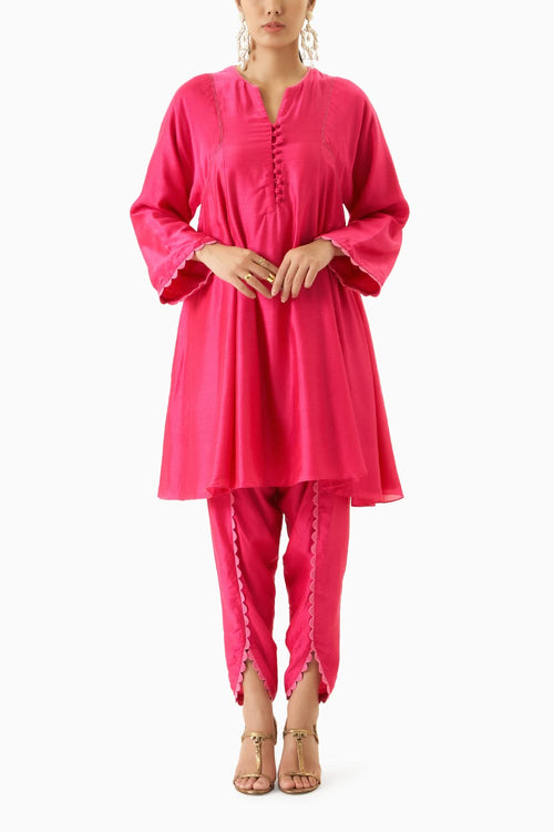 Fuchsia Kurta With Tulip Pants