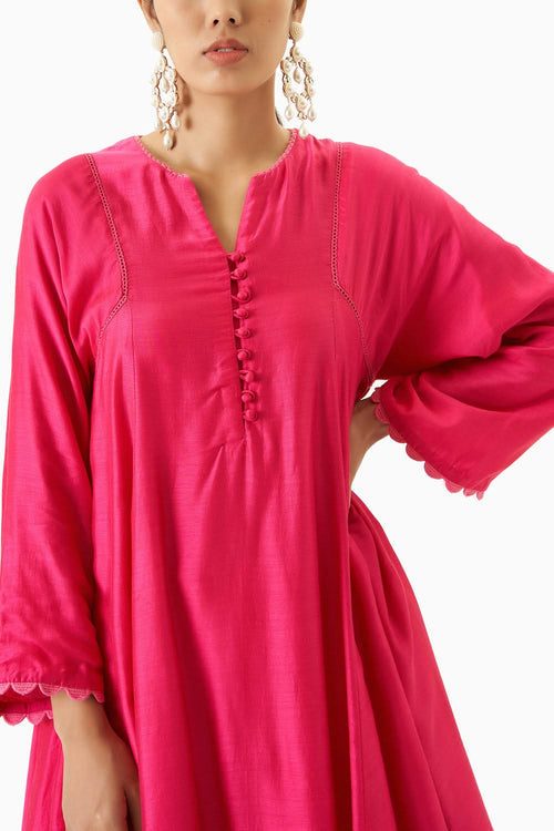 Fuchsia Kurta With Tulip Pants