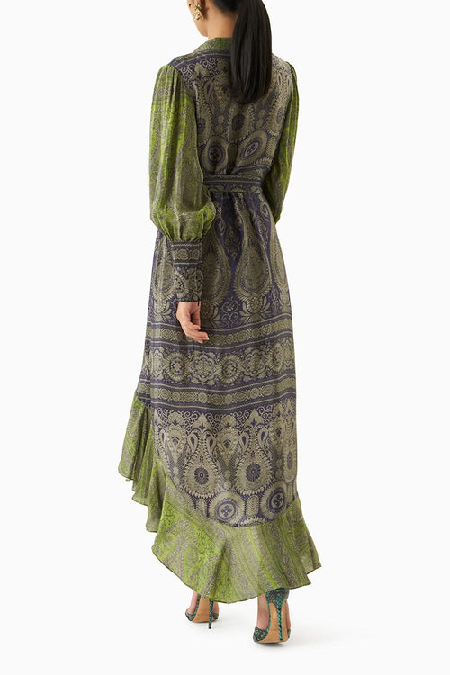 Multicoloured Crepe Wrap Dress
