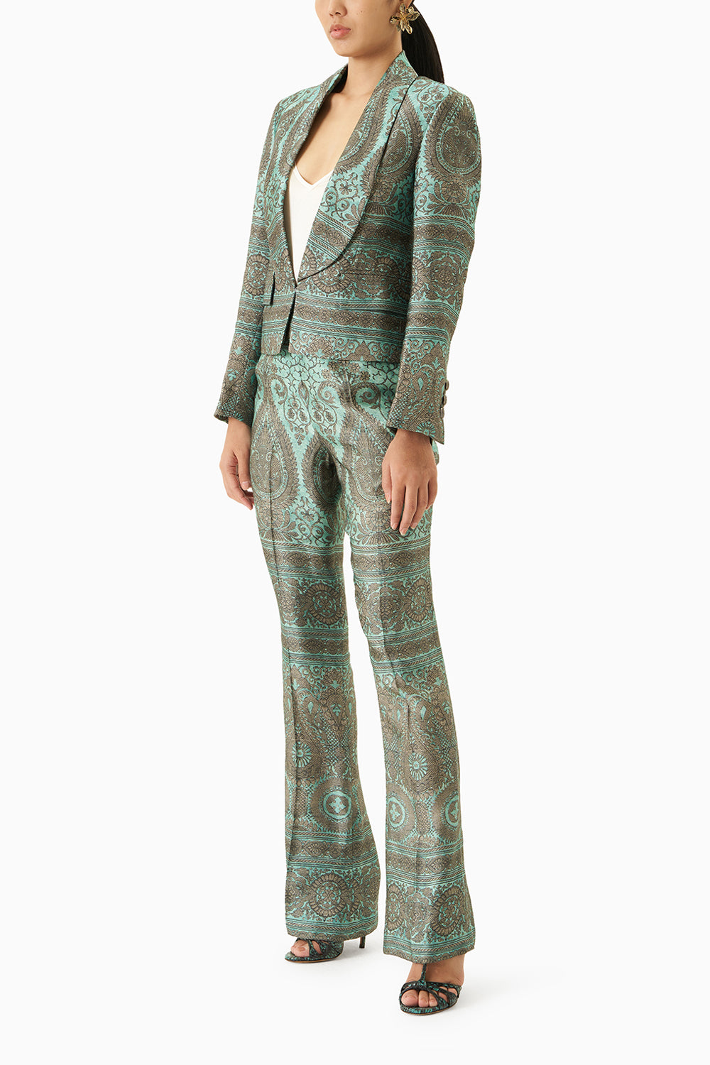 Turquoise Jacket with Bell Bottoms