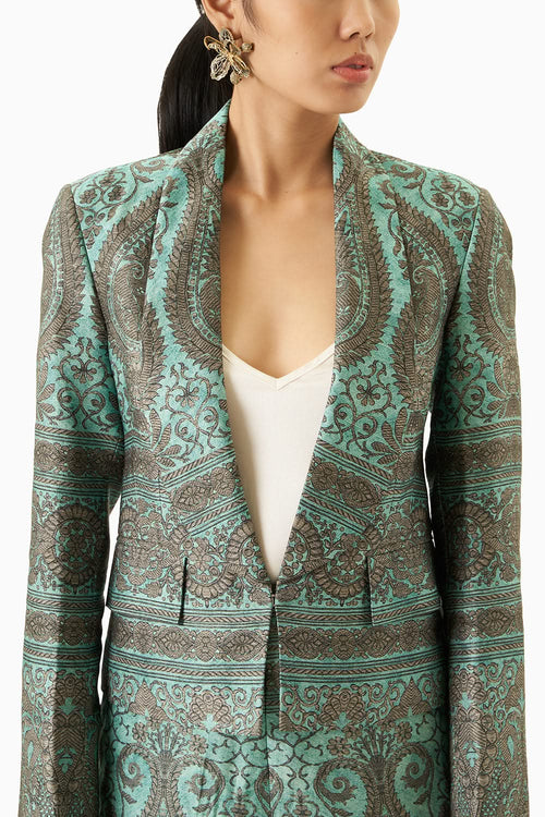 Turquoise Jacket with Bell Bottoms