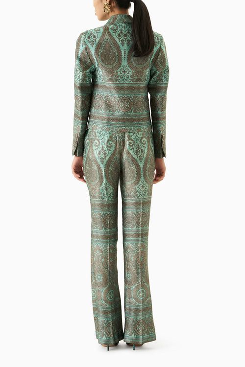 Turquoise Jacket with Bell Bottoms