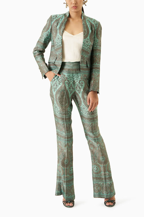 Turquoise Jacket with Bell Bottoms