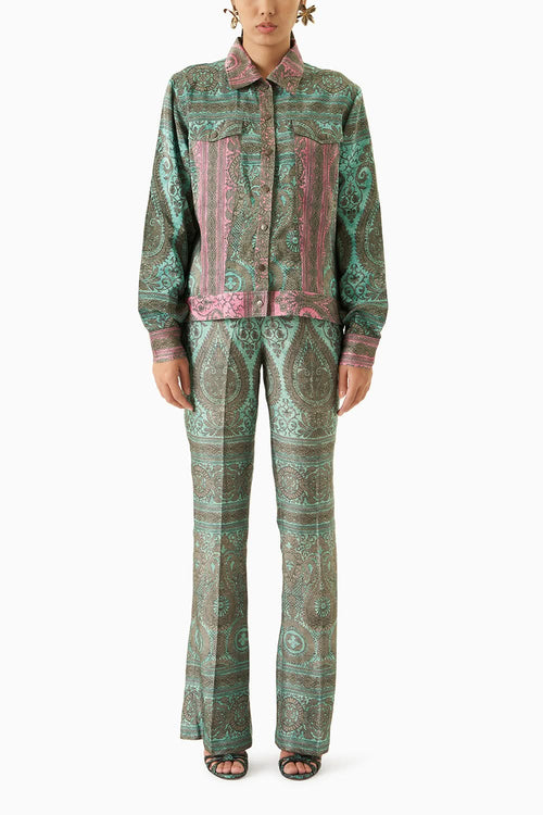 Turquoise Panelled Demin Jacket