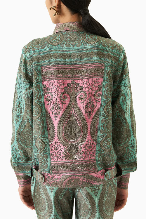 Turquoise Panelled Demin Jacket