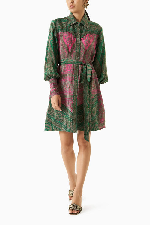 Multicoloured Crepe Shirt Dress
