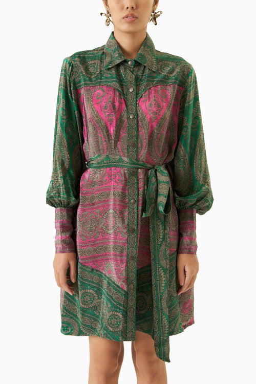 Multicoloured Crepe Shirt Dress