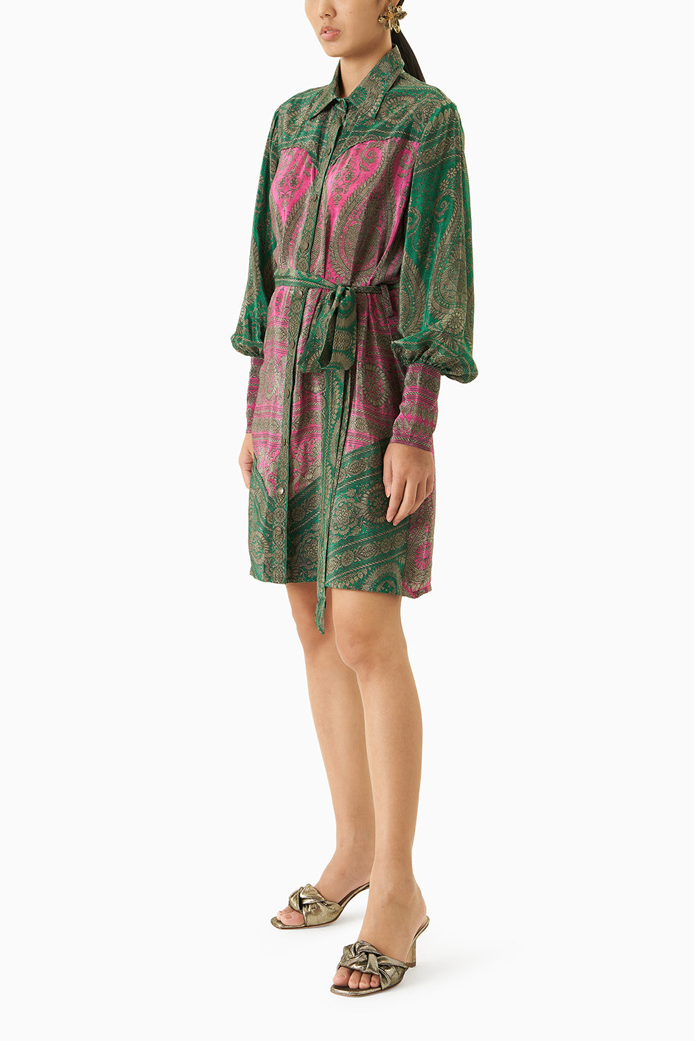 Multicoloured Crepe Shirt Dress