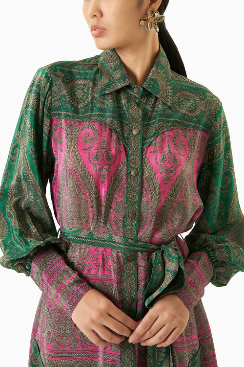 Multicoloured Crepe Shirt Dress