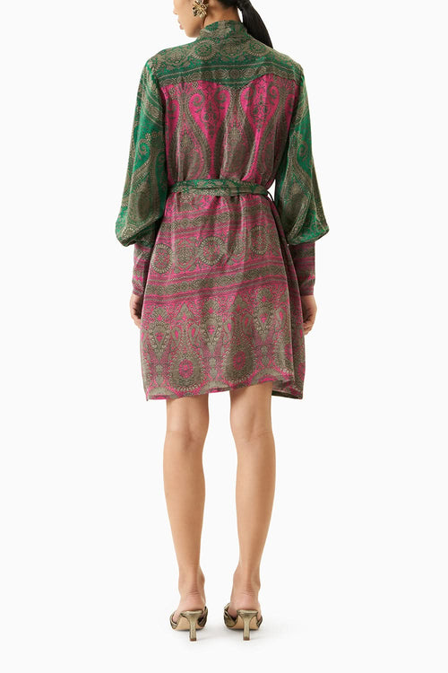 Multicoloured Crepe Shirt Dress