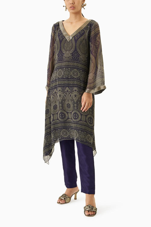 Violet Blue Pattern Tunic