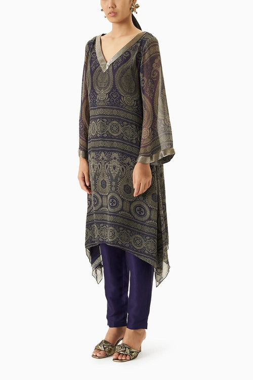 Violet Blue Pattern Tunic