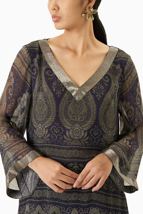 Violet Blue Pattern Tunic