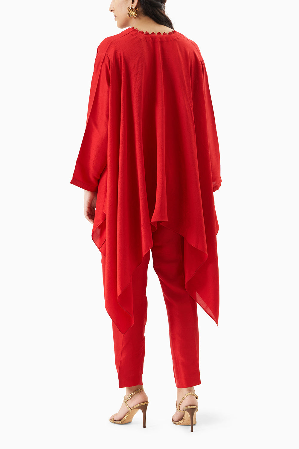 Red Solid Silk Co-Ord Set
