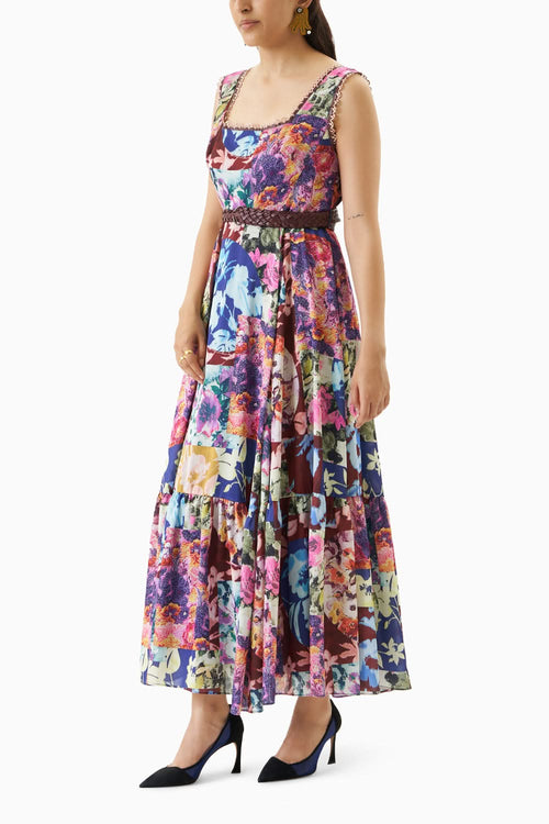 Multicoloured Coccifera Flower Cluster Dress
