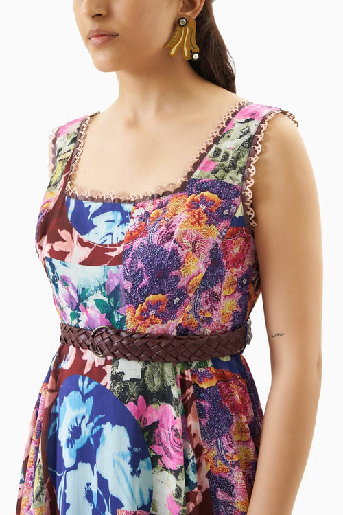 Multicoloured Coccifera Flower Cluster Dress