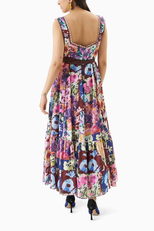Multicoloured Coccifera Flower Cluster Dress