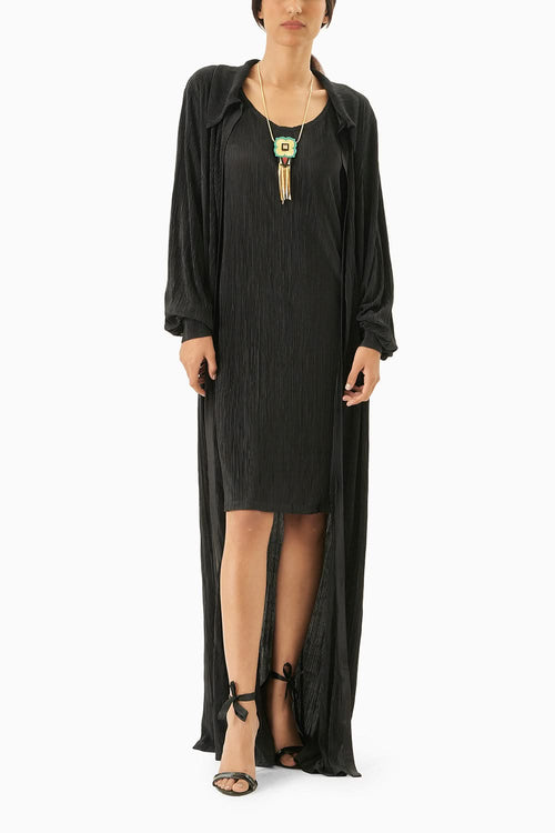Black Dalma Slip Dress with Jey Jacket