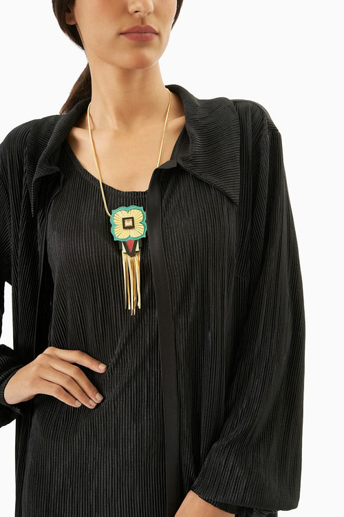 Black Dalma Slip Dress with Jey Jacket