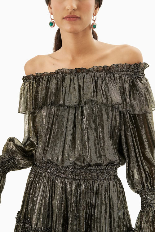 Metallic Shimmer Strapless Dress