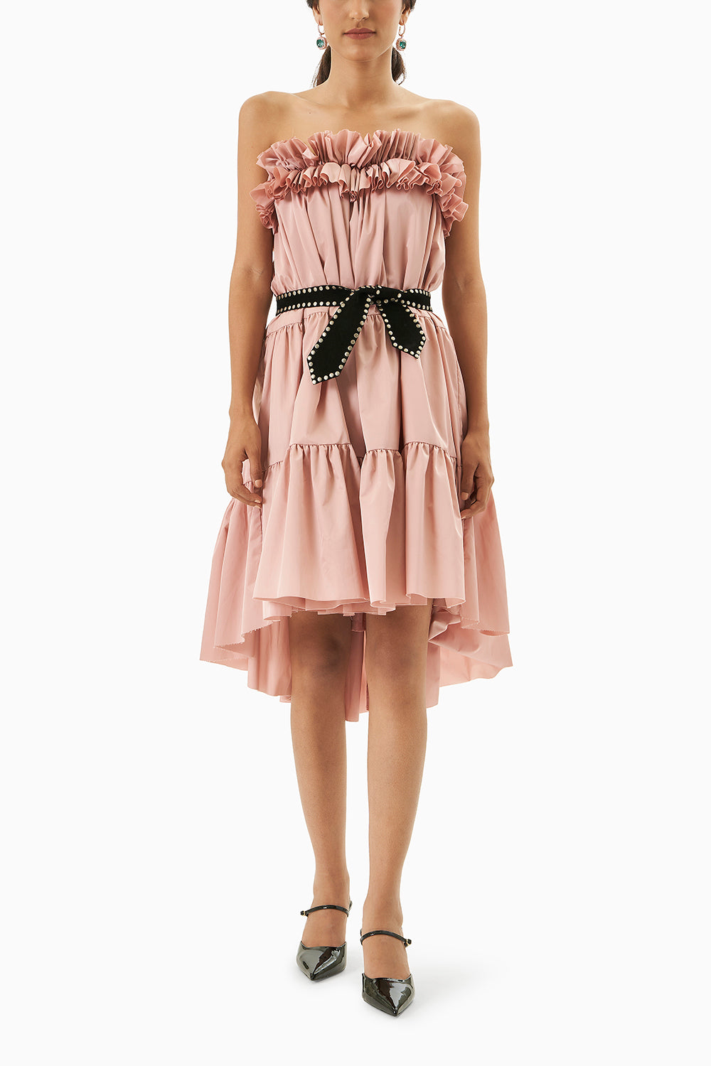 Pink Tiered Strapless Dress