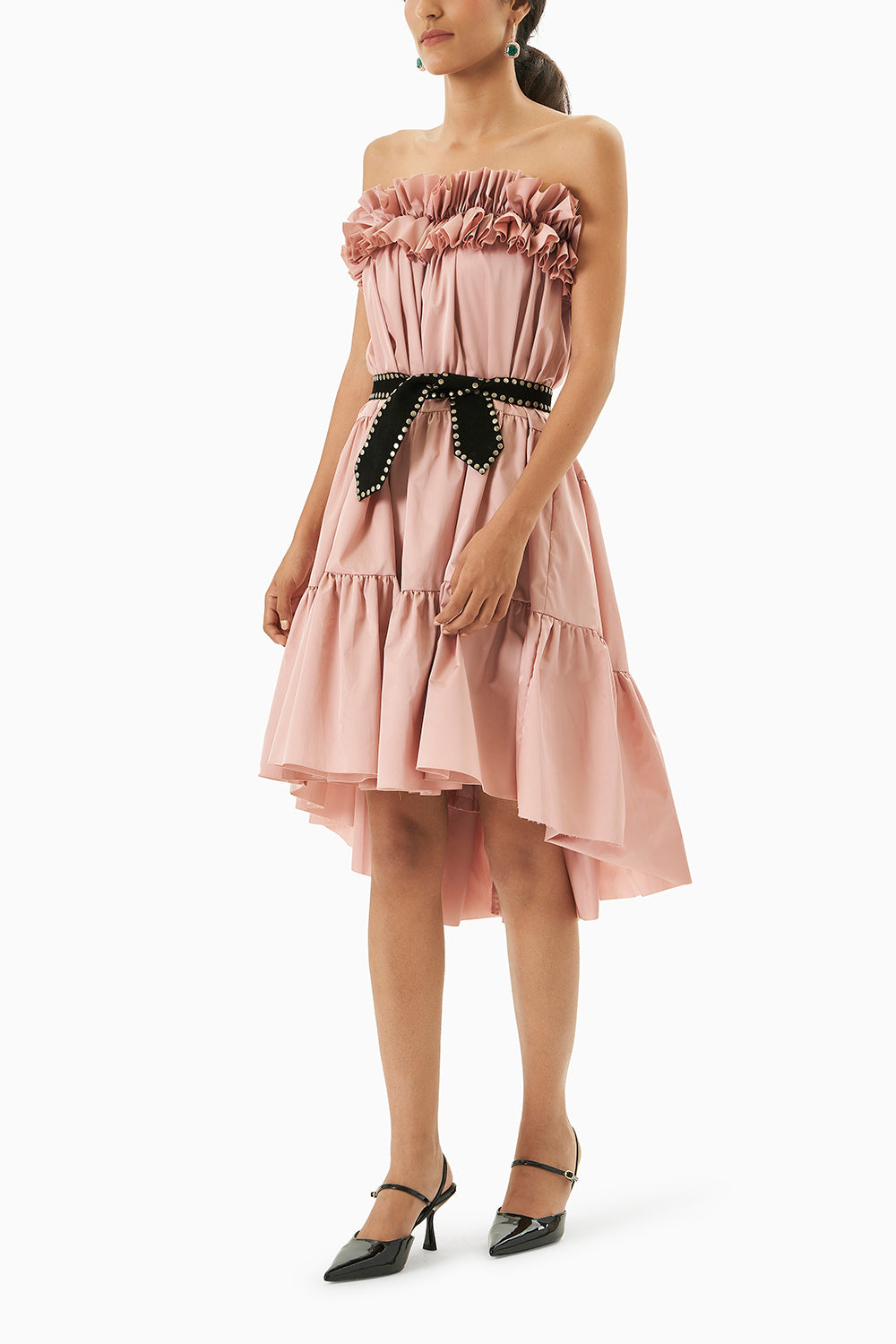 Pink Tiered Strapless Dress