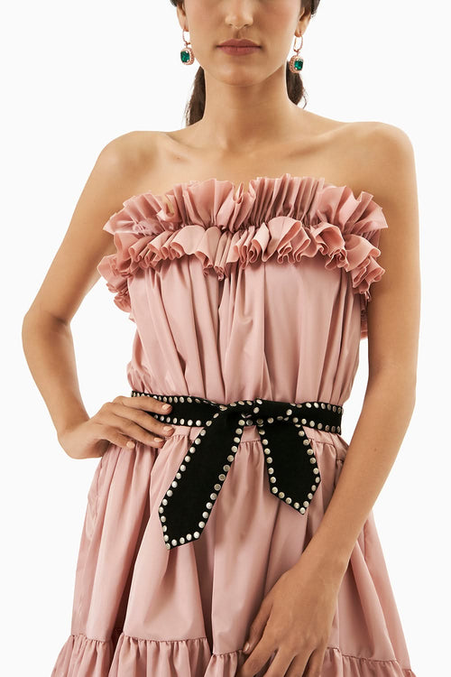 Pink Tiered Strapless Dress
