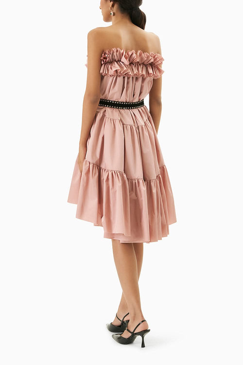 Pink Tiered Strapless Dress