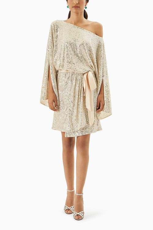 Silver Embellished Wrap Dress