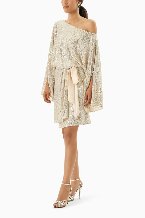 Silver Embellished Wrap Dress