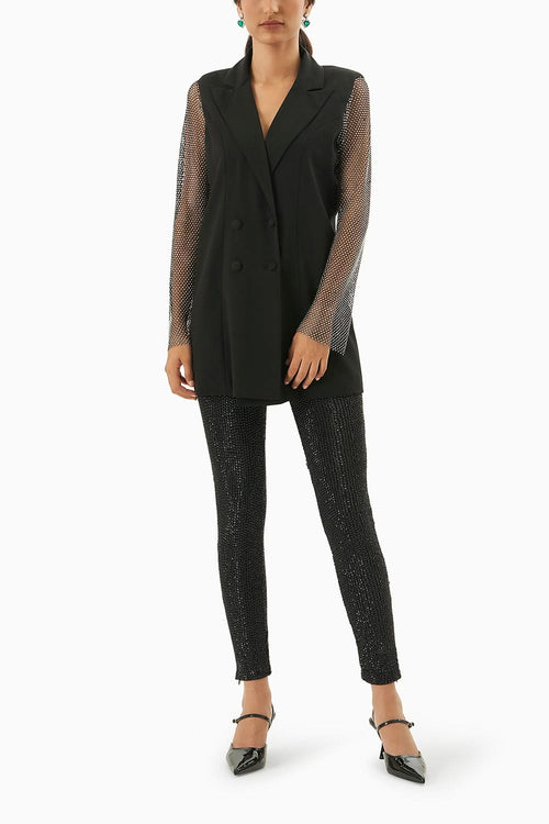 Black Blazer with Grey Lace