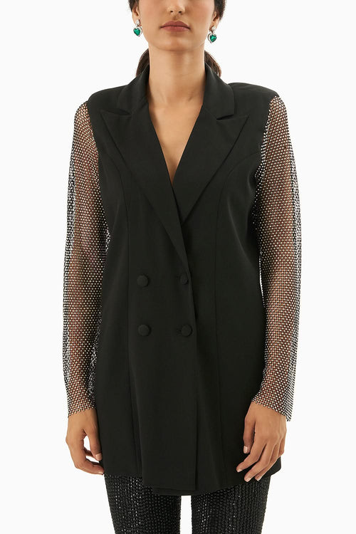 Black Blazer with Grey Lace