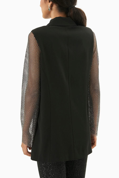 Black Blazer with Grey Lace