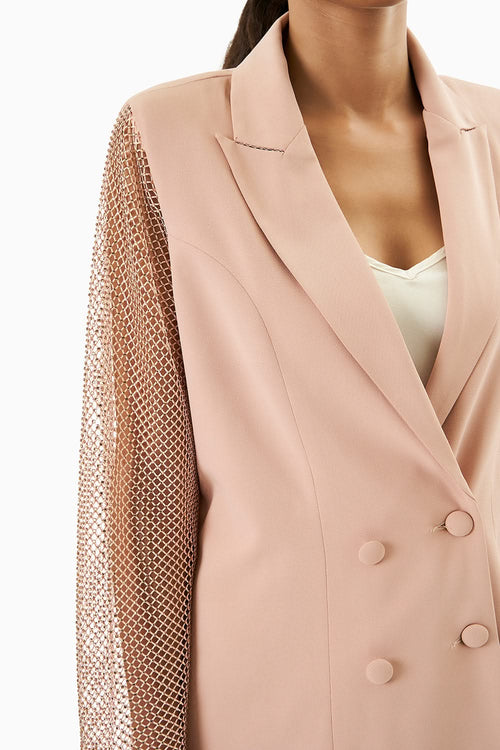 Pink Blazer With Net Sleeves
