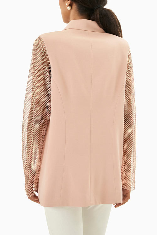 Pink Blazer With Net Sleeves