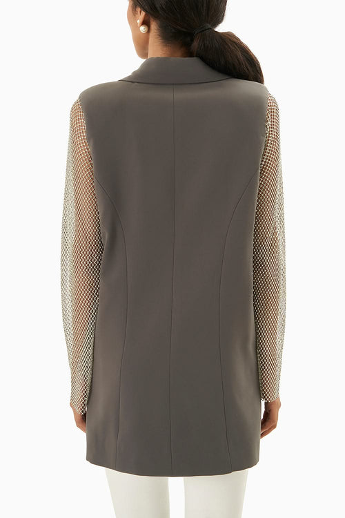 Grey Blazer with Lace Sleeves