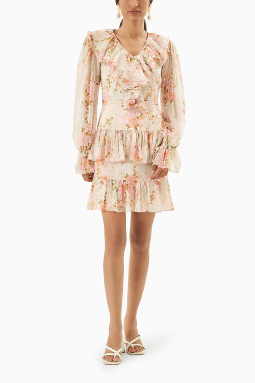 Pastel Pink Short Cotton Lace Dress