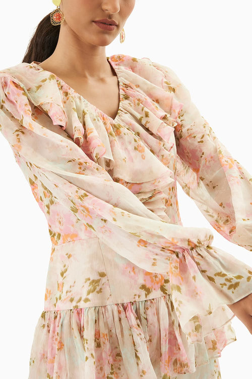 Pastel Pink Short Cotton Lace Dress