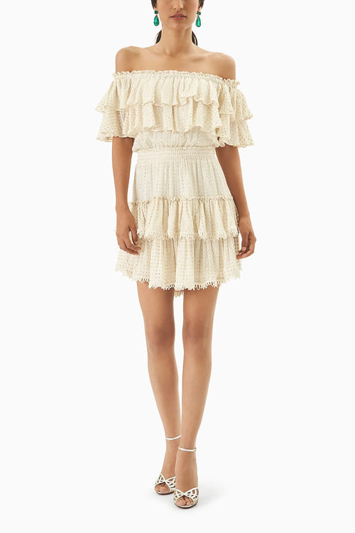 White Strapless Sequined Dress