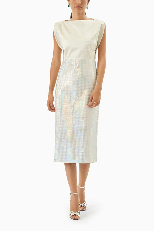Metallic Jersey Rainbow Long Dress