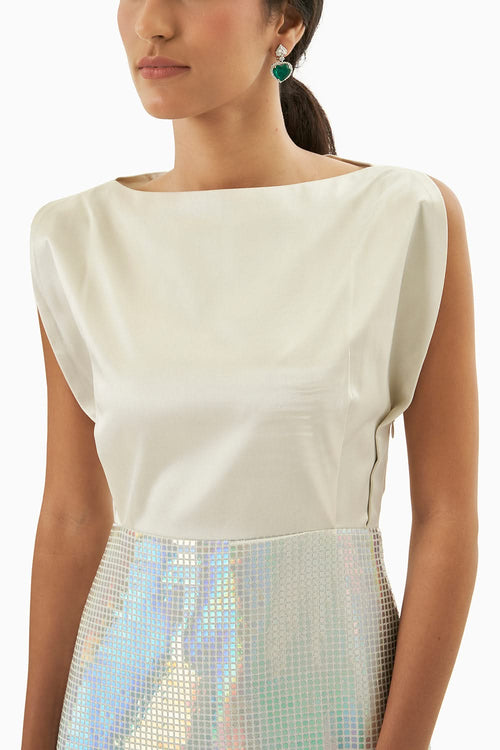 Metallic Jersey Rainbow Long Dress