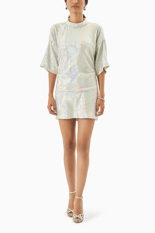 Metallic Jersey Rainbow Short Dress