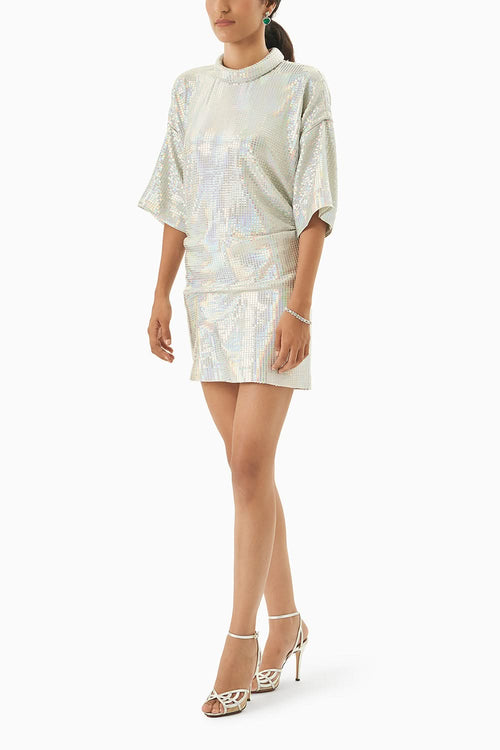 Metallic Jersey Rainbow Short Dress