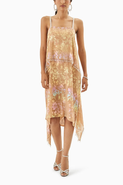 Peach Jacquard Chandelier Dress