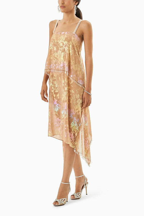 Peach Jacquard Chandelier Dress