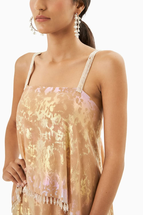 Peach Jacquard Chandelier Dress