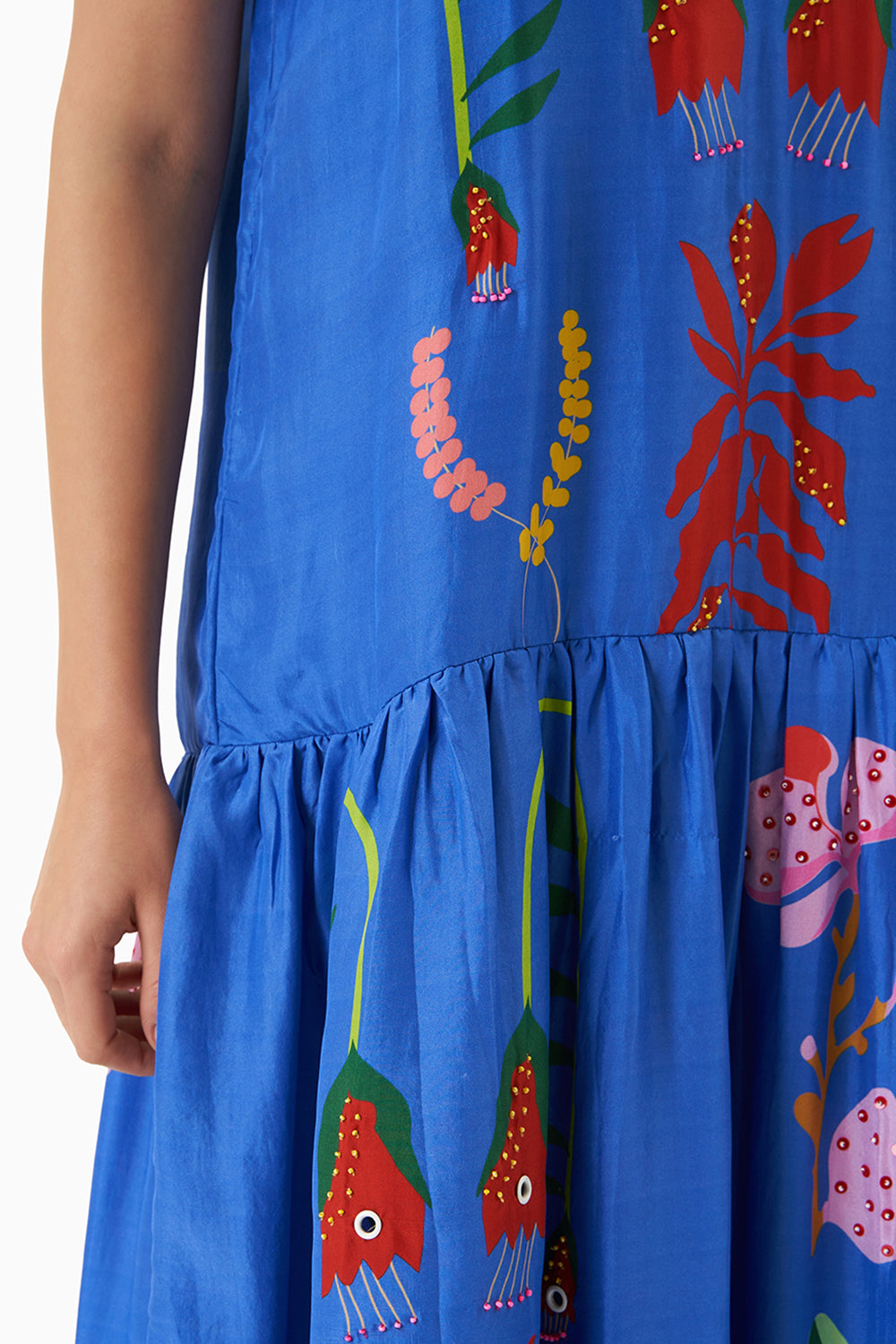 Blue A-Line Midi Dress