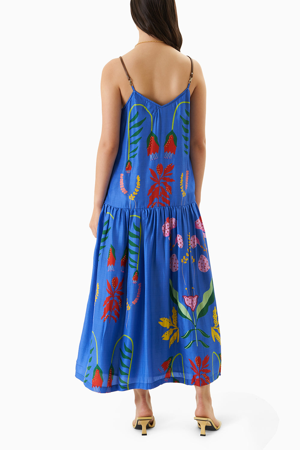 Blue A-Line Midi Dress